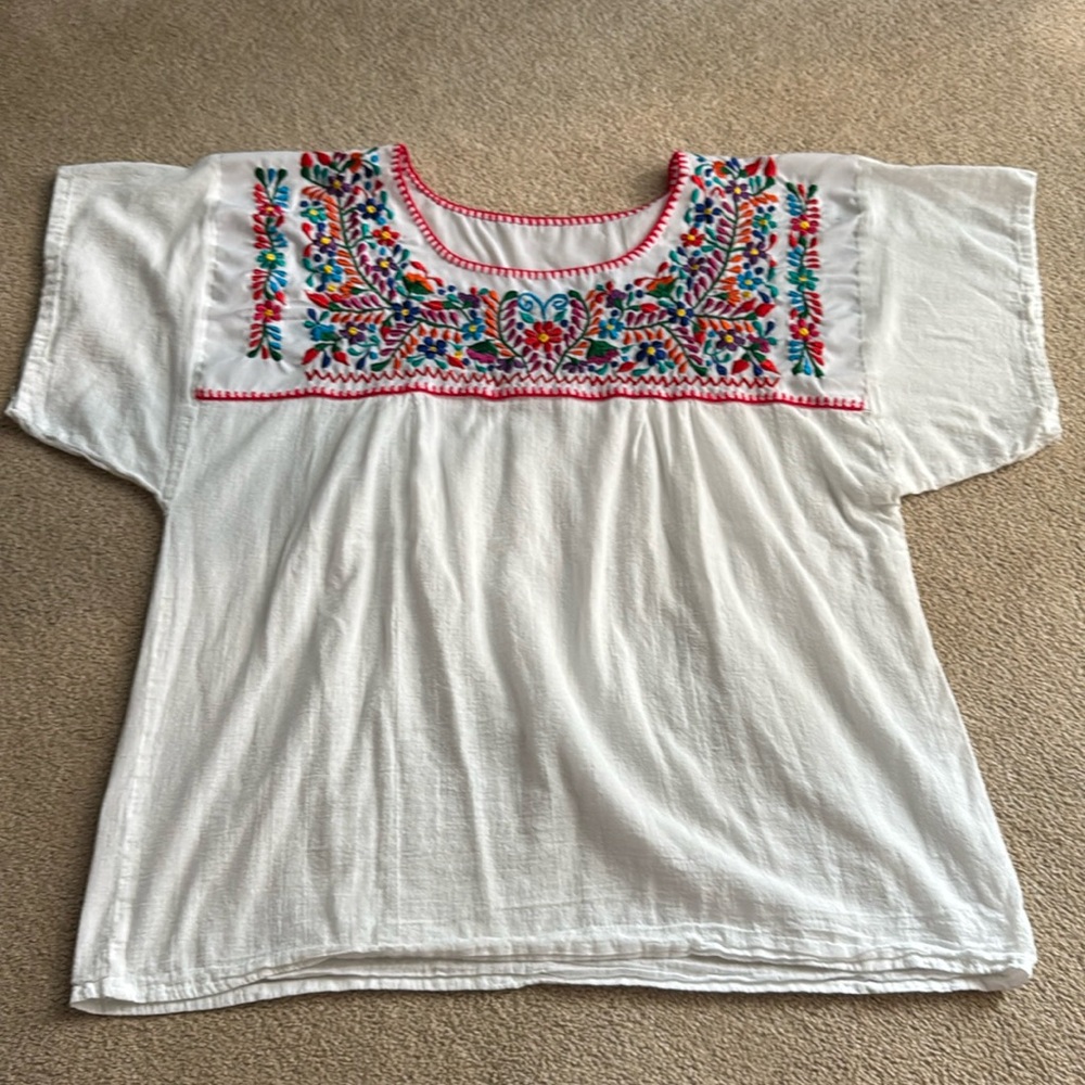 Vintage Mexican Embroidered Blouse